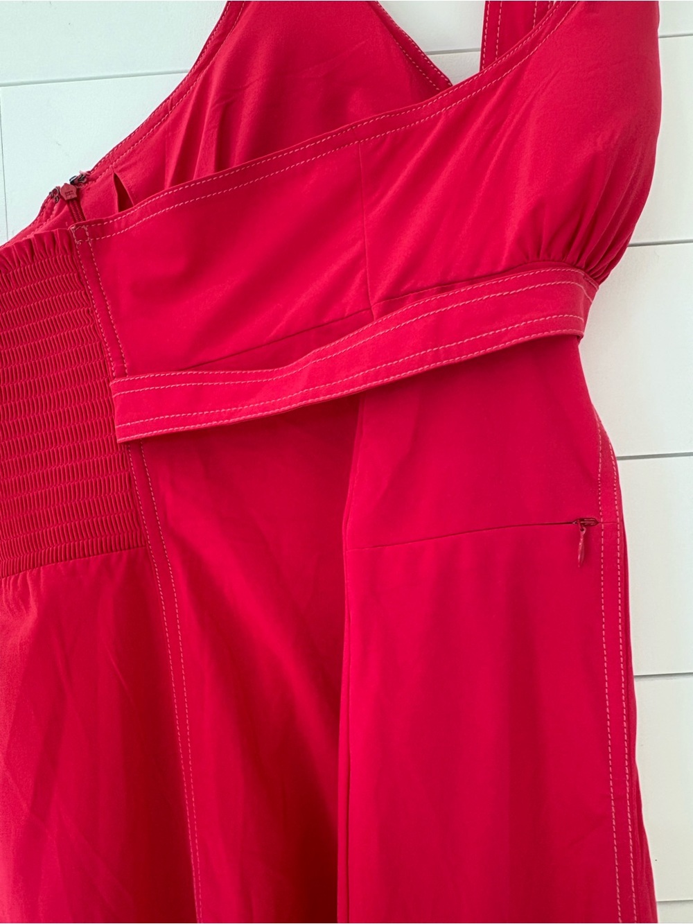 Athleta Pink Halter Midi Dress 12 Tall Built In Bra Pocket Active Travel - Picture 7 of 14